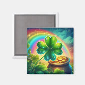 Regenboog Saint Patrick's Day klaver Magneet (Voorkant / Achterkant)