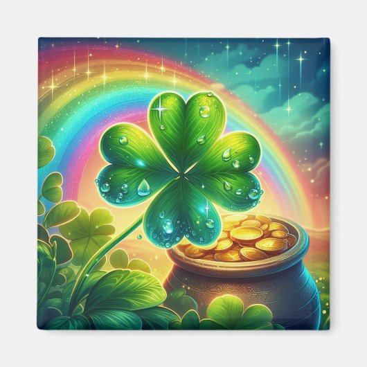 Regenboog Saint Patrick's Day klaver Magneet (Voorkant)