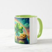 Regenboog Saint Patrick's Day klaver Mok (Voorkant rechts)