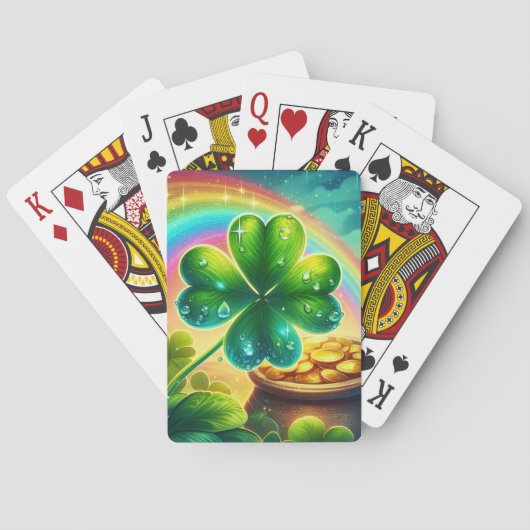 Regenboog Saint Patrick's Day klaver Pokerkaarten (Achterkant)