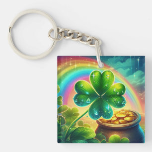 Regenboog Saint Patrick's Day klaver Sleutelhanger