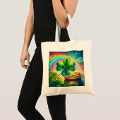 Regenboog Saint Patrick's Day klaver Tote Bag (Voorkant (product))