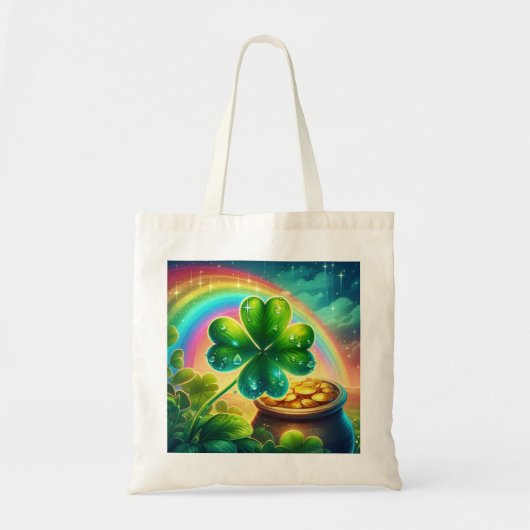 Regenboog Saint Patrick's Day klaver Tote Bag (Voorkant)
