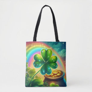 Regenboog Saint Patrick's Day klaver Tote Bag