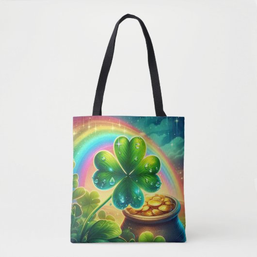 Regenboog Saint Patrick's Day klaver Tote Bag (Voorkant)