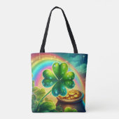 Regenboog Saint Patrick's Day klaver Tote Bag (Achterkant)