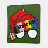 Regenboog Santa Hoed met Bril Keramisch Ornament (Links)