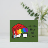Regenboog Santa Hoed van Liefde Feestdagenkaart (Staand voorkant)