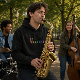 Regenboog Saxofoon Kleurrijk Jazz Instrument Hoodie