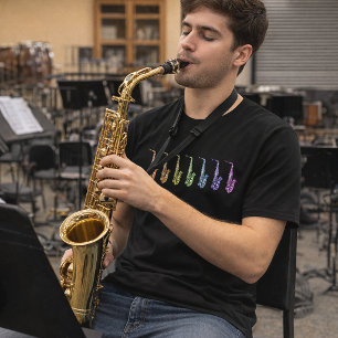 Regenboog Saxofoon Kleurrijk Jazz Muziekinstrument T-shirt