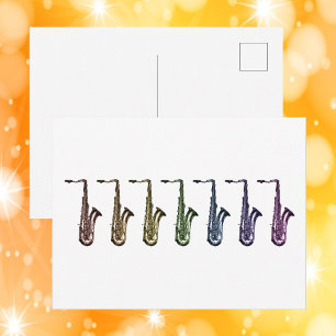 Regenboog Saxofoon Line-up Muziek Liefhebber Kunst Briefkaart