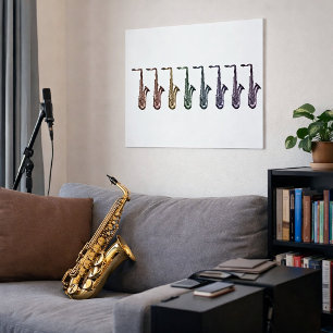 Regenboog Saxofoon Line-up Muziek Liefhebber Kunst Poster