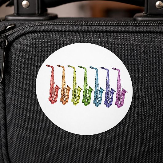 Regenboog Saxofoon Line-up Ronde Sticker
