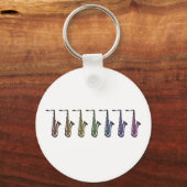 Regenboog Saxofoon Tenor Lineup Sleutelhanger (Voorkant)
