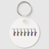 Regenboog Saxofoon Tenor Lineup Sleutelhanger (Achterkant)