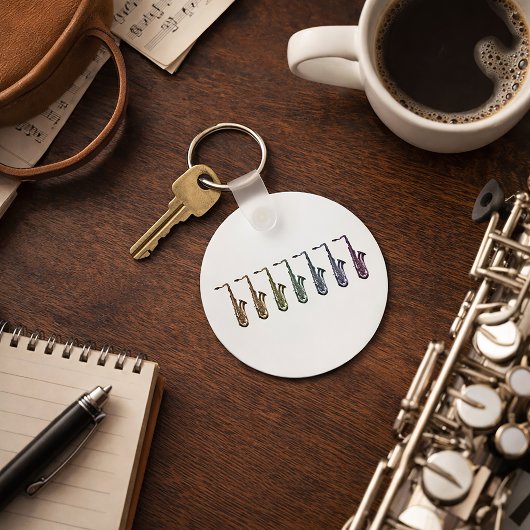 Regenboog Saxofoon Tenor Lineup Sleutelhanger