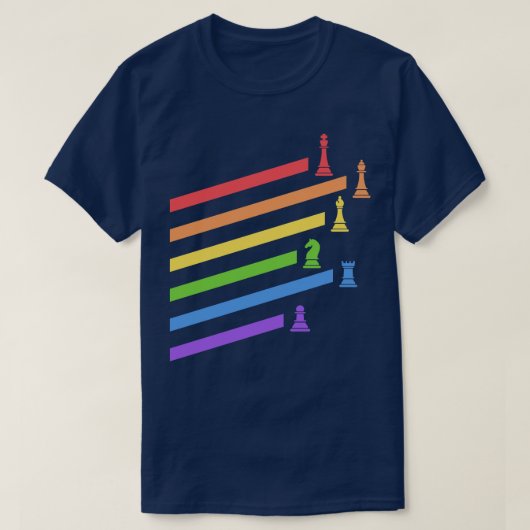 Regenboog Schaakstukken Boardgames Nerd T-shirt (Design voorkant)