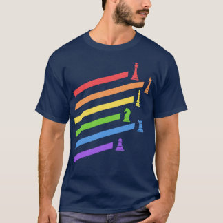 Regenboog Schaakstukken Boardgames Nerd T-shirt