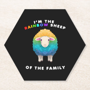 Regenboog Schaap van de familie LGBTQ Happy Pride Kartonnen Onderzetters