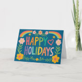 Regenboog Schattige Hand-getrokken Kleurrijke CUST Feestdagen Kaart (Voorkant)