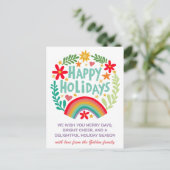 Regenboog Schattige Hand-getrokken Kleurrijke CUST Feestdagenkaart (Staand voorkant)