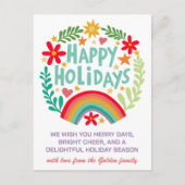 Regenboog Schattige Hand-getrokken Kleurrijke CUST Feestdagenkaart (Voorkant)