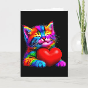 Regenboog Schattige Kat Knuffelt Valentijnshart Ki Kaart