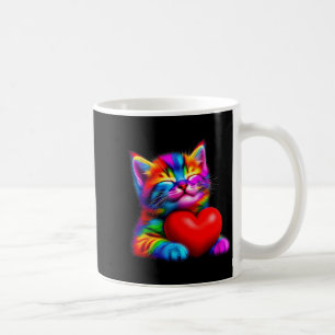 Regenboog Schattige Kat Knuffelt Valentijnshart Ki Koffiemok