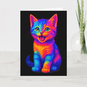 Regenboog Schattige Kat Liefde Grappige Kleurrijke Kaart