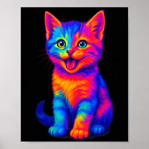 Regenboog Schattige Kat Liefde Grappige Kleurrijke Poster
