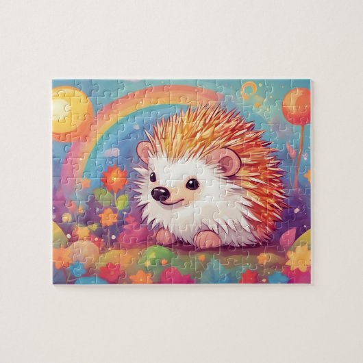 Regenboog Schattigee egel Legpuzzel (Horizontaal)