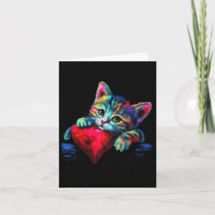 Regenboog Schattigee kat knuffelen hart kitten lig Kaart
