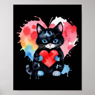 Regenboog Schattigee kat knuffelen Valentijn hart Poster