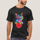 Regenboog Schattigee kat knuffelen Valentijn hart  T-shirt (Voorkant)
