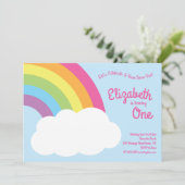 Regenboog Schattigee Kinder 1e verjaardagsfeest Kaart (Staand voorkant)