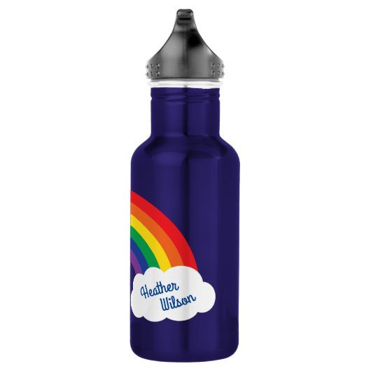 Regenboog Schattigee Kinder waterfles met naam Waterfles (Rechts)