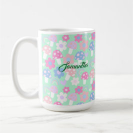 Regenboog, Schattigee paddenstoelen en bloemen Koffiemok