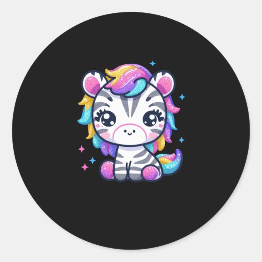 Regenboog Schattigee Zebra Sticker (Voorkant)