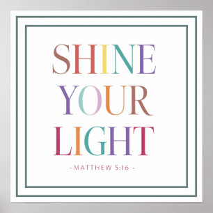 Regenboog Schijn Je Licht Duidelijk Matteus Schrif Poster