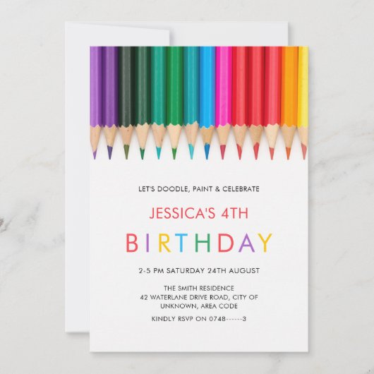 Regenboog Schilderen en Kunst Party kinderen Verja Kaart (Voorkant)