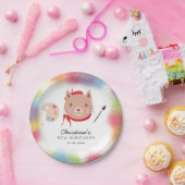 Regenboog schilderij partij kitty kat verjaardag papieren bordje (Feest)