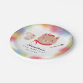 Regenboog schilderij partij kitty kat verjaardag papieren bordje (Gekanteld)