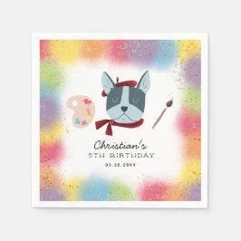 Regenboog schilderij partij puppy hond verjaardag servet