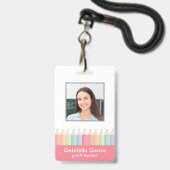 Regenboog School Docent Barcode Foto ID badge (Voorzijde met lanyard)