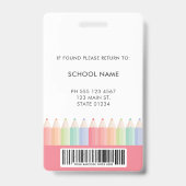 Regenboog School Docent Barcode Foto ID badge (Achterkant)