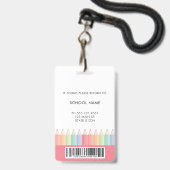 Regenboog School Docent Barcode Foto ID badge (Achterkant met lanyard)