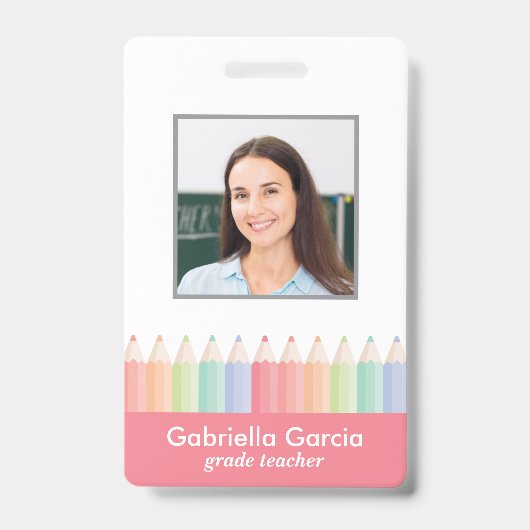Regenboog School Docent Barcode Foto ID badge (Voorzijde)