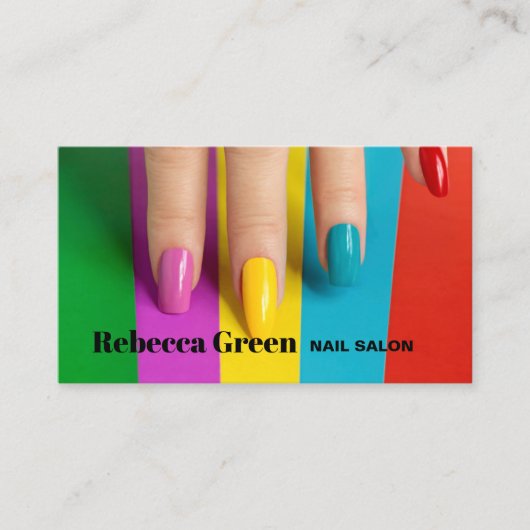 Regenboog schoonheid make-up manicure nagels nagel visitekaartje (Voorkant)