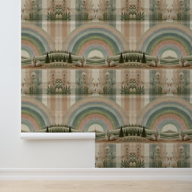 Regenboog Schotse ruit Behang (Applicatie)