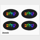 Regenboog Shalom Ovale Sticker (Vel)